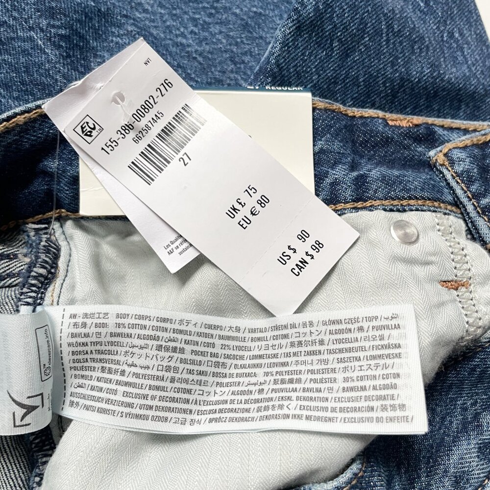 Abercrombie High Rise Wide Leg Jeans Medium Dark Size 27 NEW NWT - Picture 6 of 10